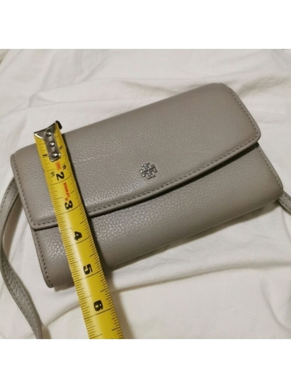 Tory Burch Dove Gray Wallet On Chain Shoulder bag Clutch - Picture 15 of 16